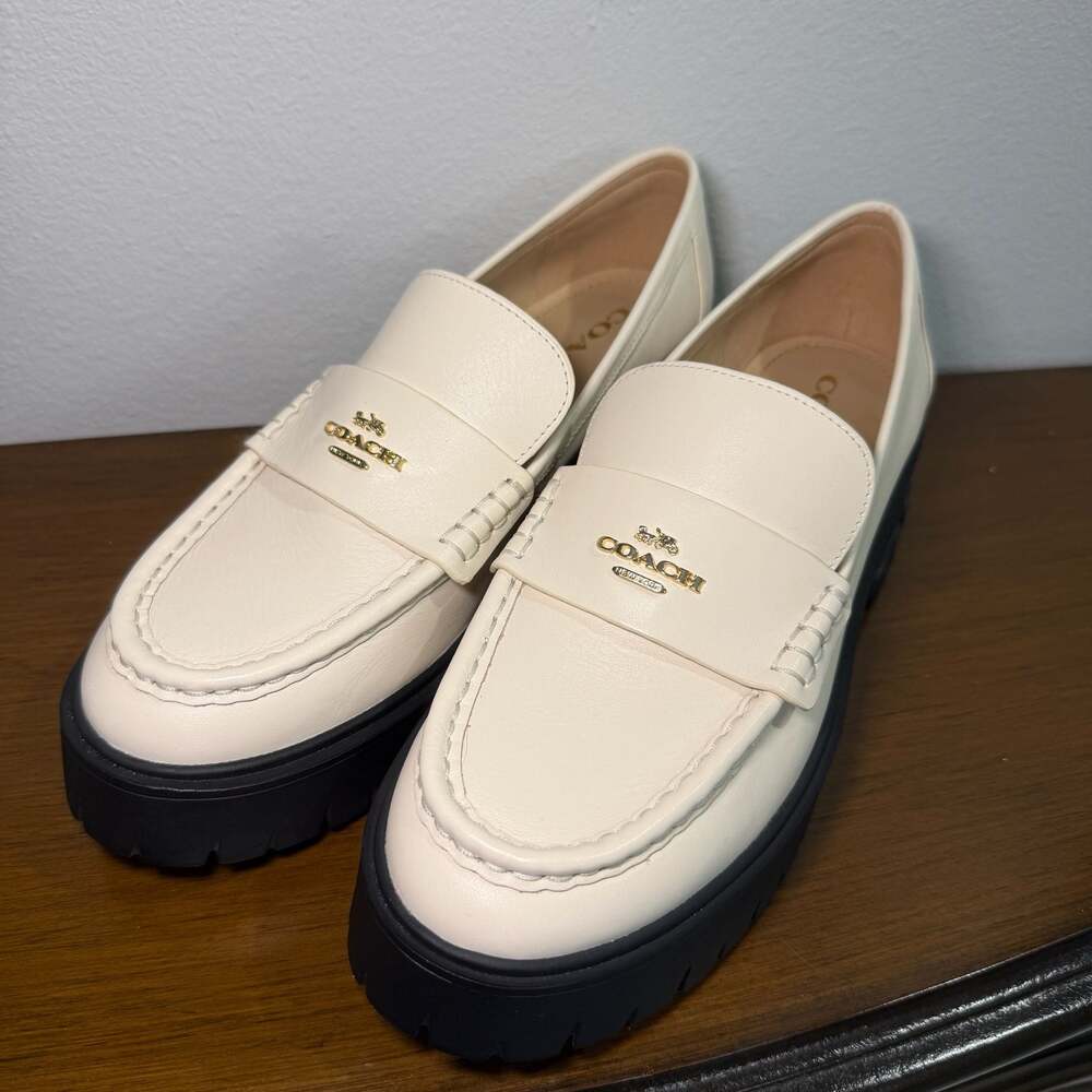 Coach Ruthie Platform Loafers CM587 Chalk Cream Leather Women’s 8B
